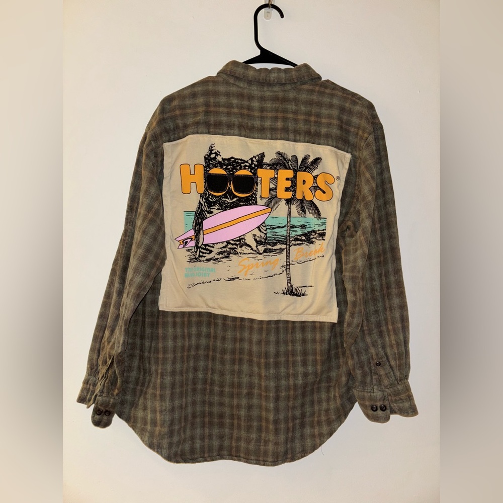 Arrow Blue Jeans Co. Flannel with Custom Hooters Spring Break Graphic